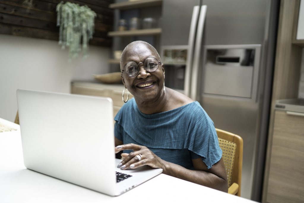 Older woman working from home