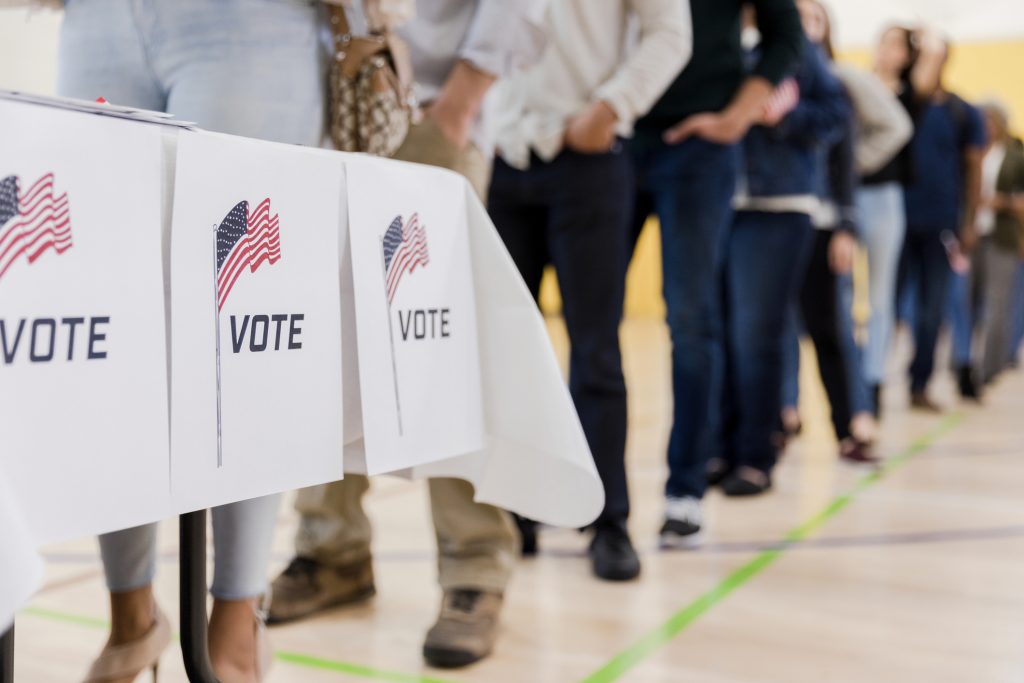 Voters in line